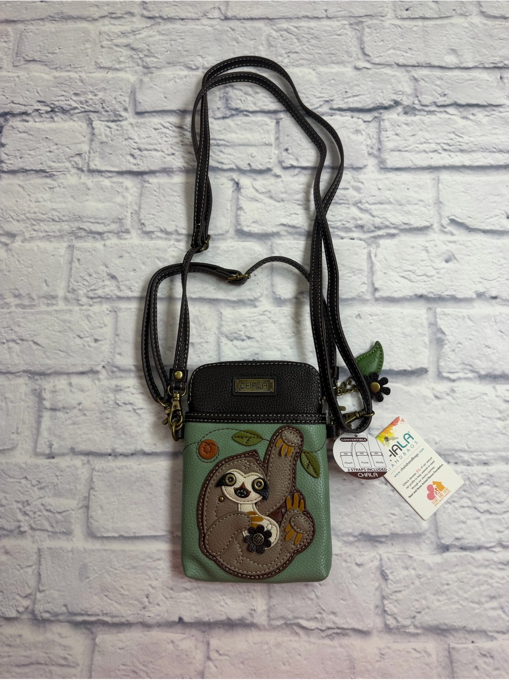 NWT Chala Teal Cellphone Crossbody Sloth Bag.